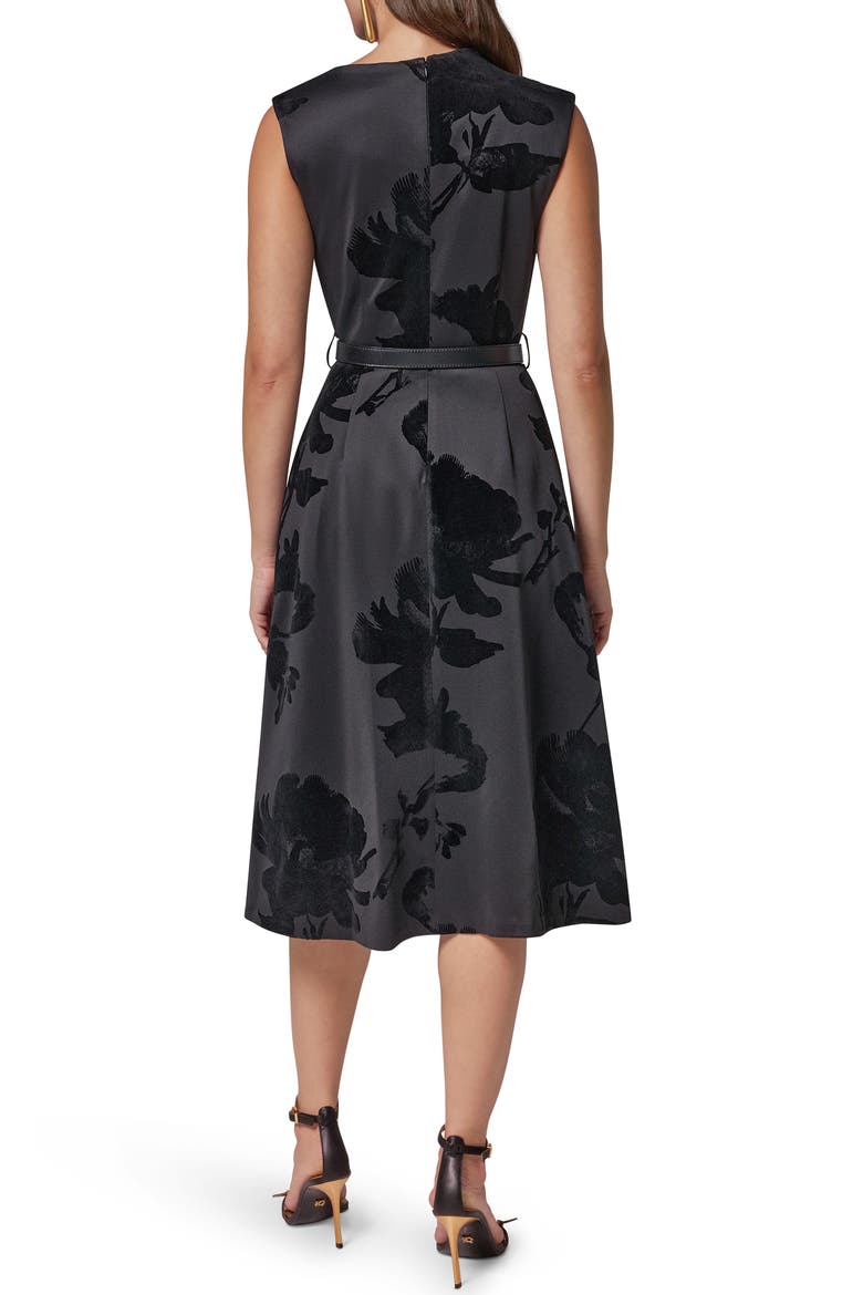 Floral Print A-Line Dress, Alternate, color, BLACK/ BLACK