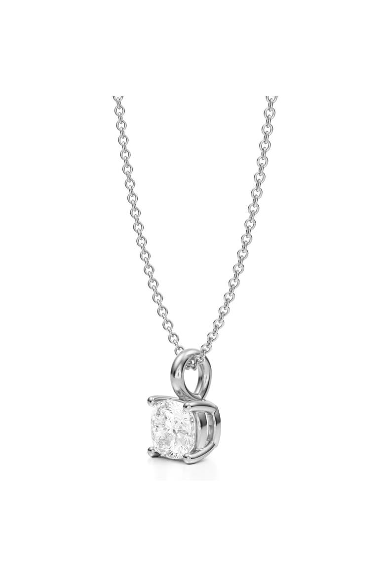 Cushion Solitaire Lab Diamond Pendant Necklace 14K 0.75ct, Alternate, color, White Gold