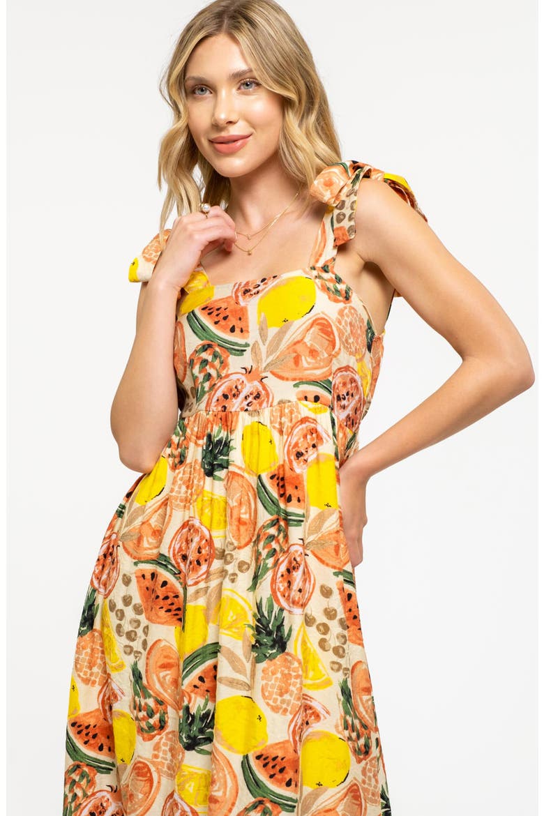 Fruit Print Tie Strap Midi Sundress, Alternate, color, IVORY MULTI