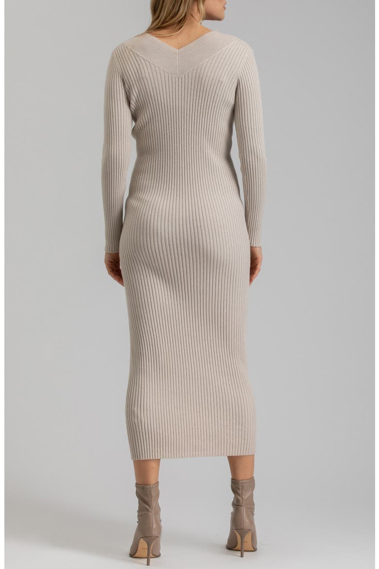 Rib Long Sleeve Maternity Midi Sweater Dress, Alternate, color, LIGHT BEIGE