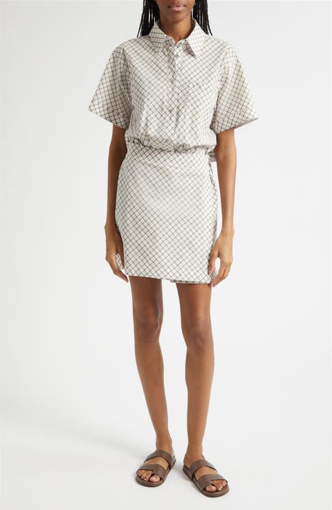 Delaney Plaid Cotton Blend Mini Wrap Dress