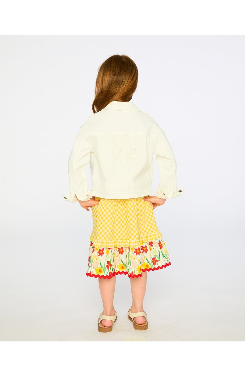 Deux par Deux Embroidery Flower Denim Jacket, Alternate, color, White