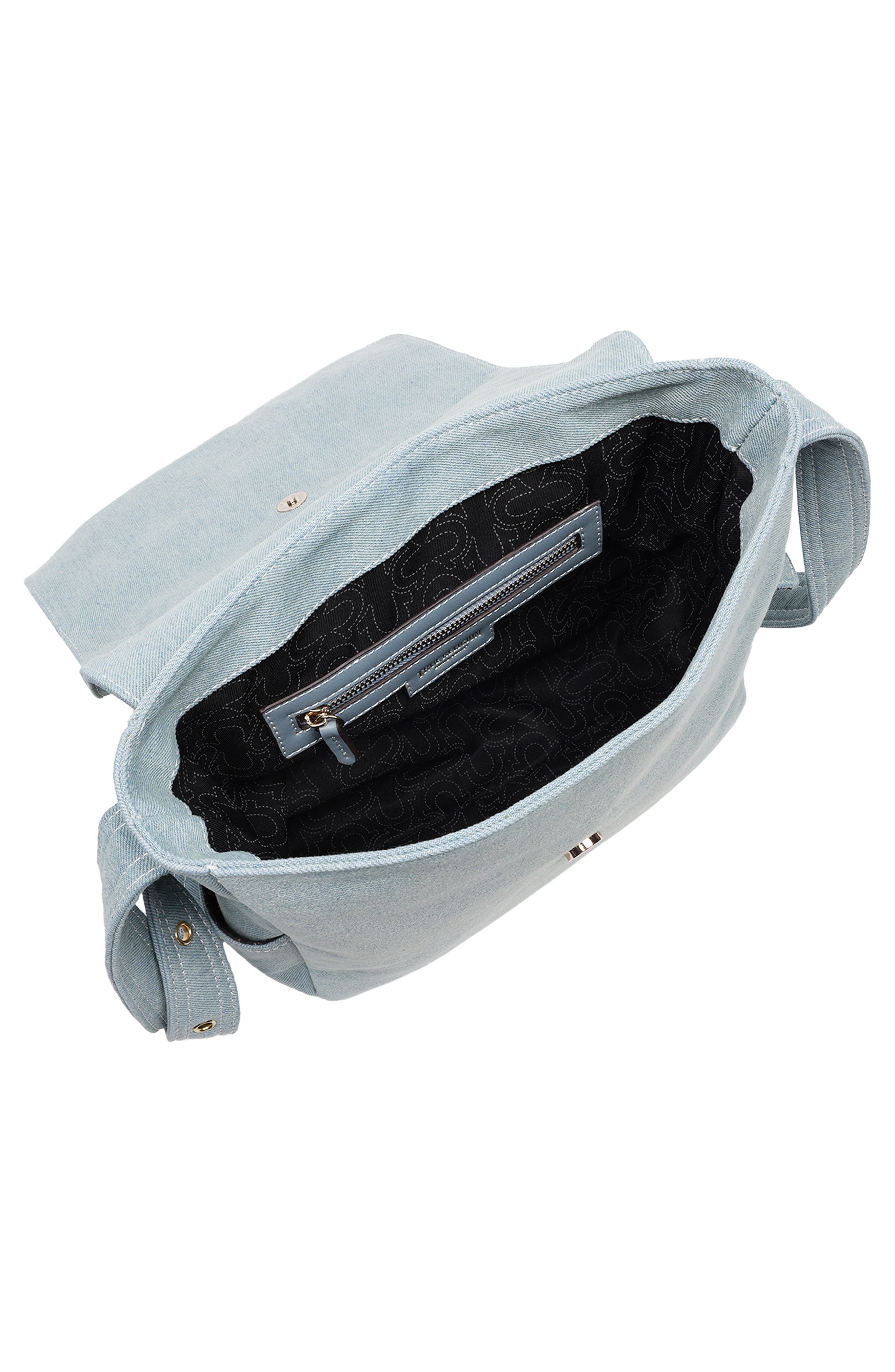 True Religion Multipatch Denim Messenger Bag, Alternate, color, Denim