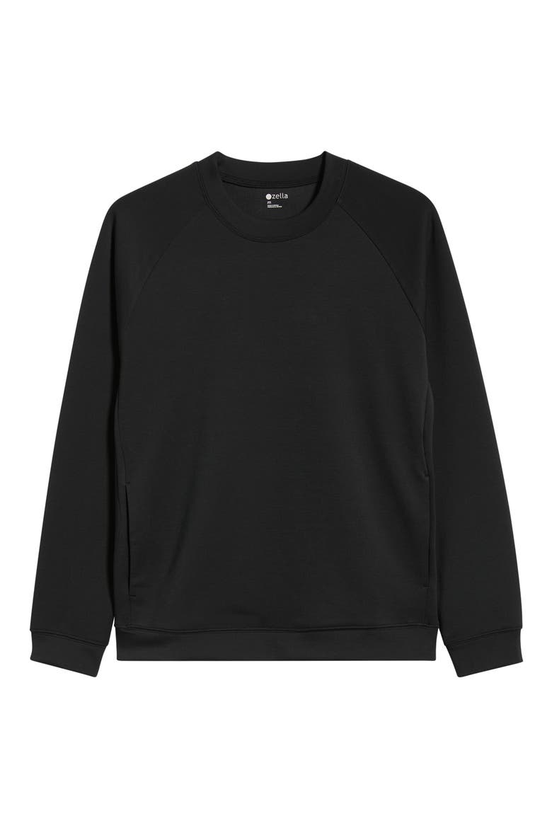 Flex Double Knit Crewneck Sweatshirt, Alternate, color, BLACK