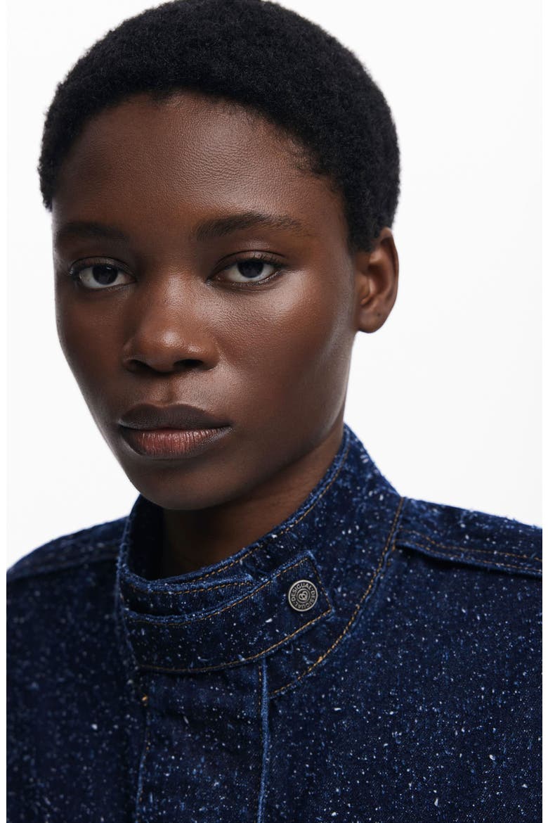 Flecked Denim Trucker Jacket, Alternate, color, DARK BLUE