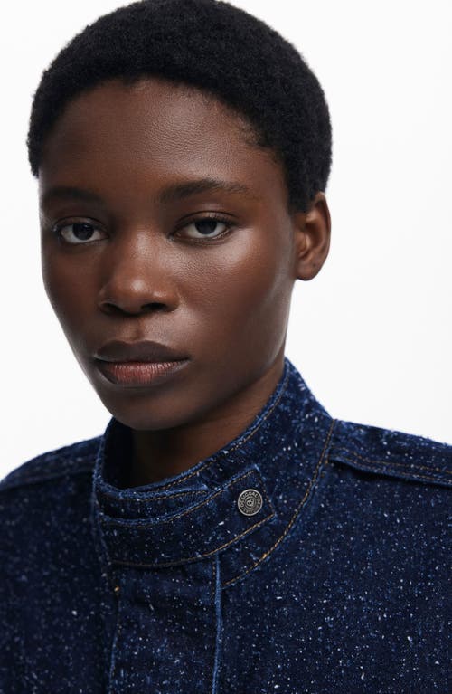 Desigual Flecked Denim Trucker Jacket In Blue