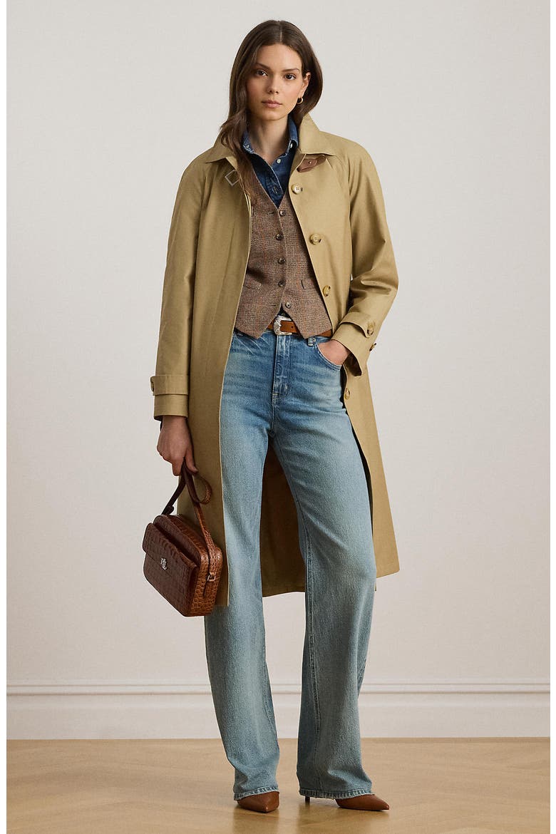 Belted Cotton Blend Trench Coat, Alternate, color, BIRCH TAN