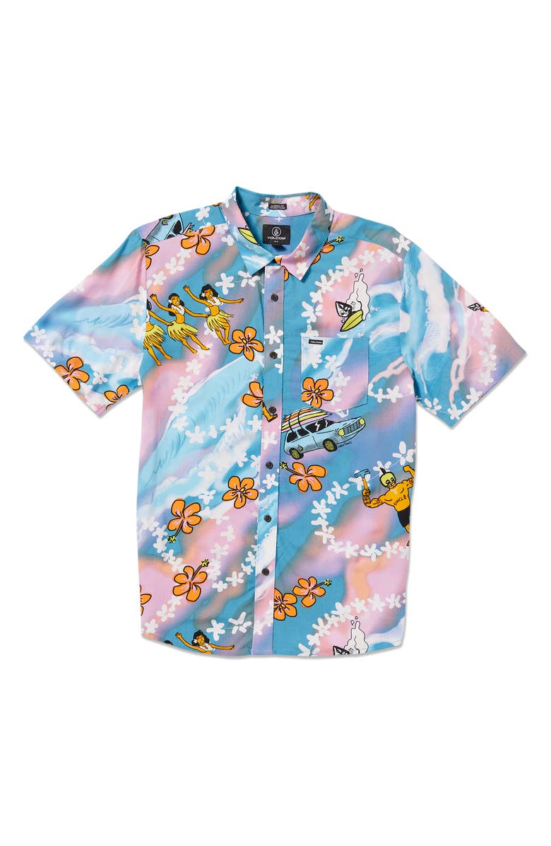 Volcom x Drew Toonz Short Sleeve Button-Up Shirt, Main, color, 