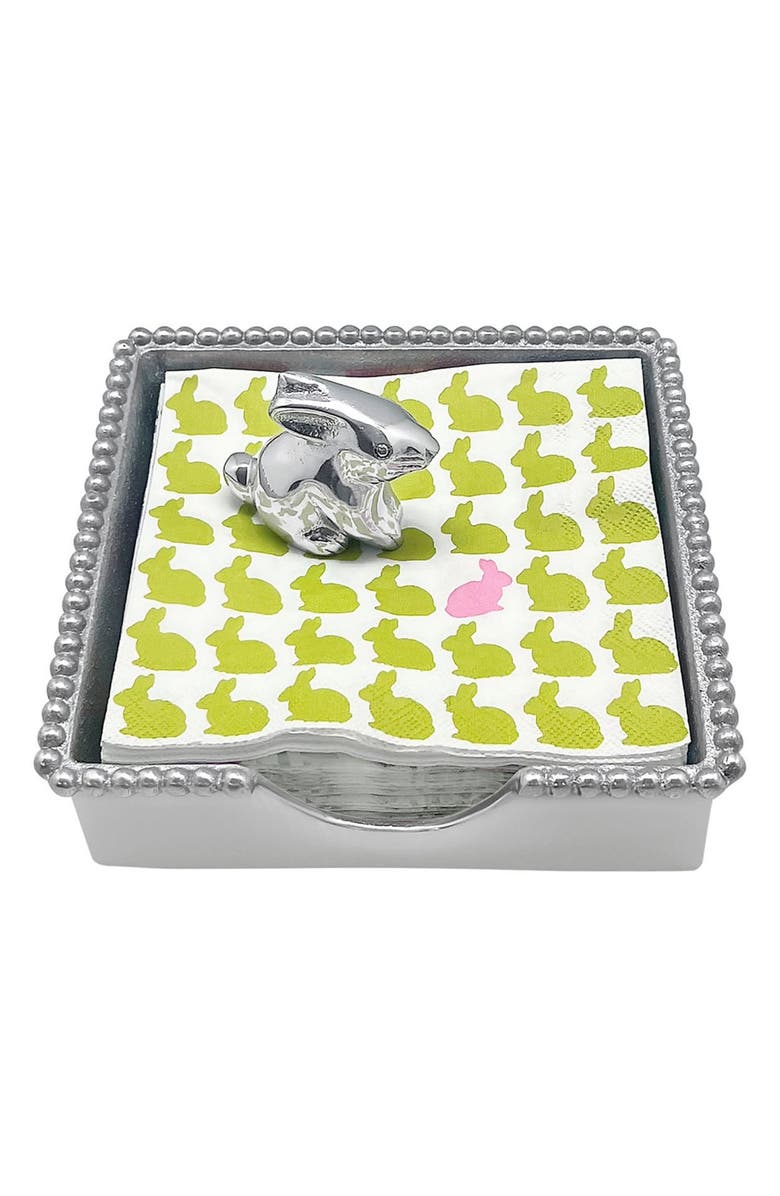 Mariposa Beaded Napkin Box Set, Main, color, Silver