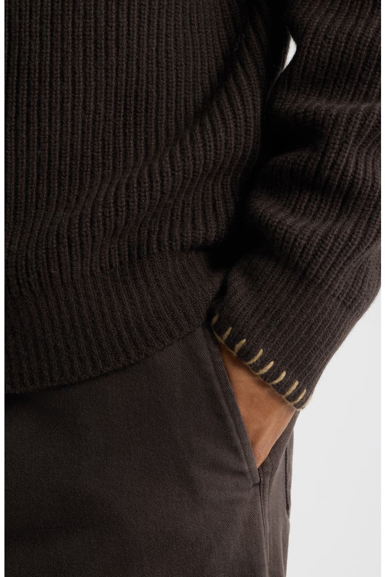 Whipstitch Shaker Rib Wool & Cashmere Sweater, Alternate, color, MIDLAND