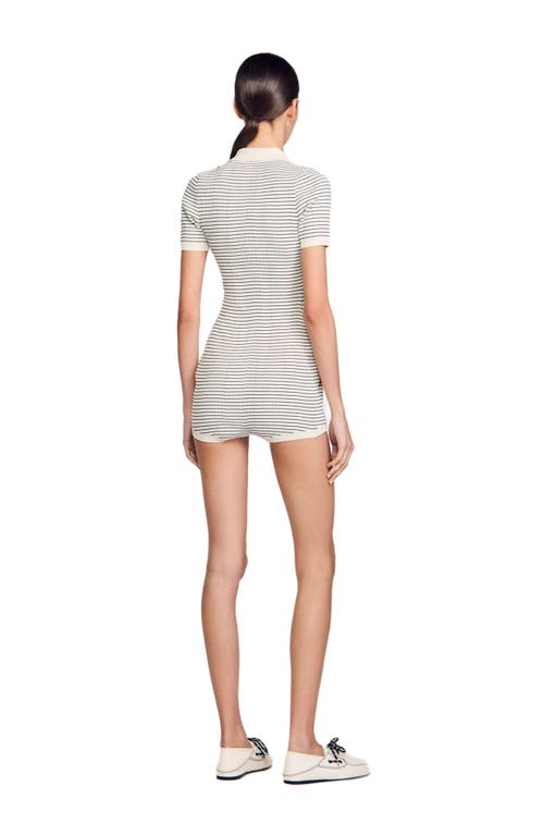 Sandro Dhadee Striped Playsuit In Ecru