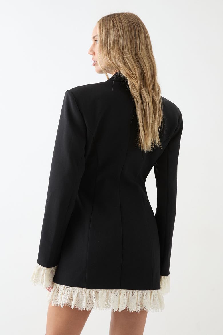 Lace Hem Tailored Blazer Dress, Alternate, color, Black