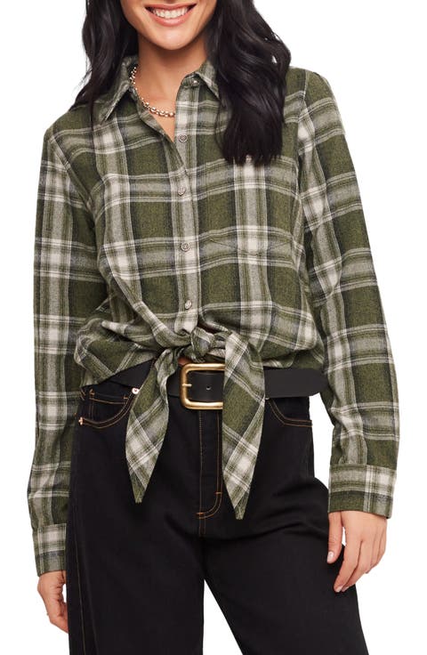 Plaid Tie Front Flannel Shirt