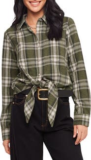 Karen Kane Plaid Tie Front Flannel Shirt