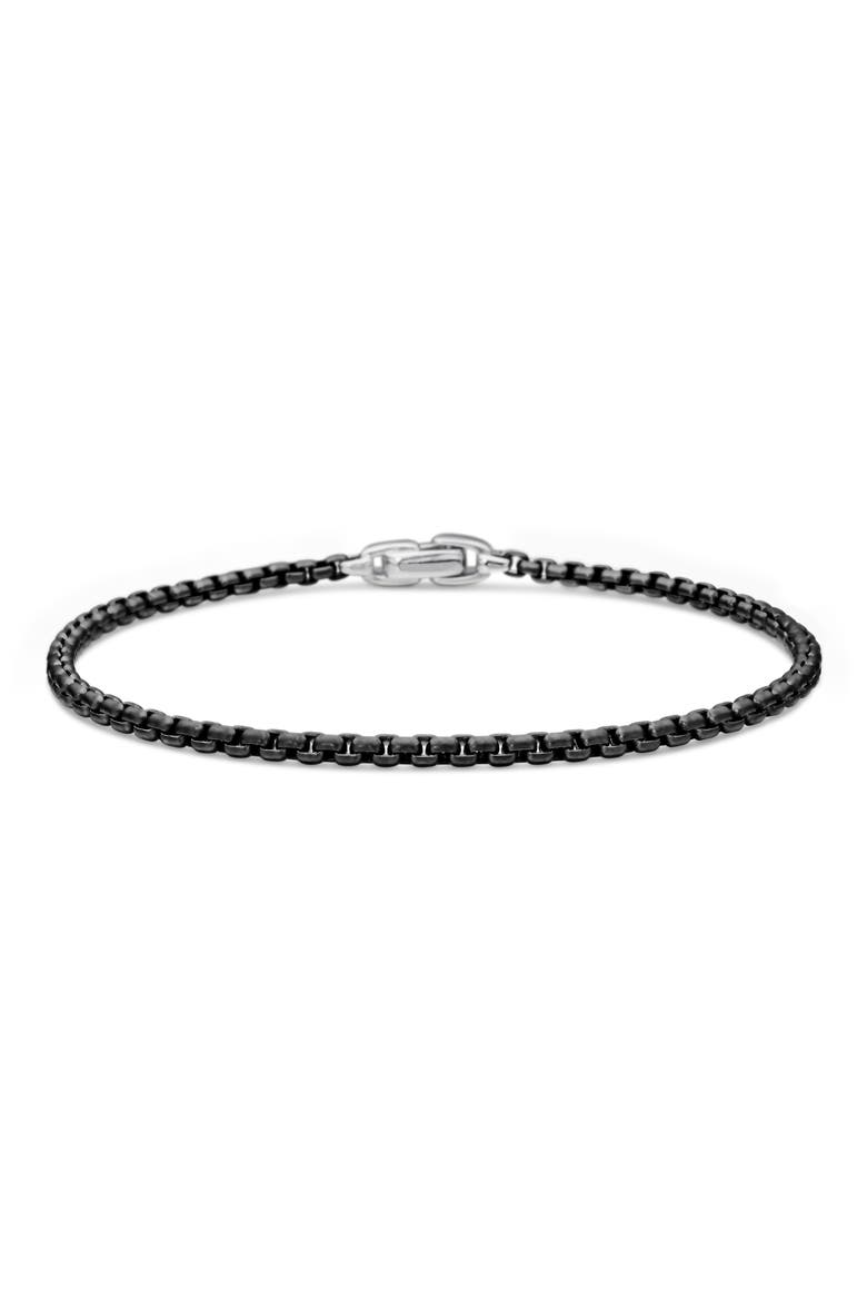 Men's Box Chain Bracelet with Stainless Steel and Sterling Silver