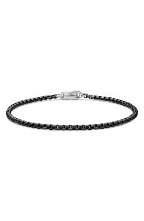 Men's Box Chain Bracelet with Stainless Steel and Sterling Silver, 2.7mm