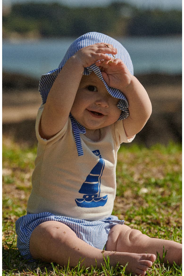 Arie Organic Cotton & Linen Shorts, Alternate, color, BLUE STRIPE