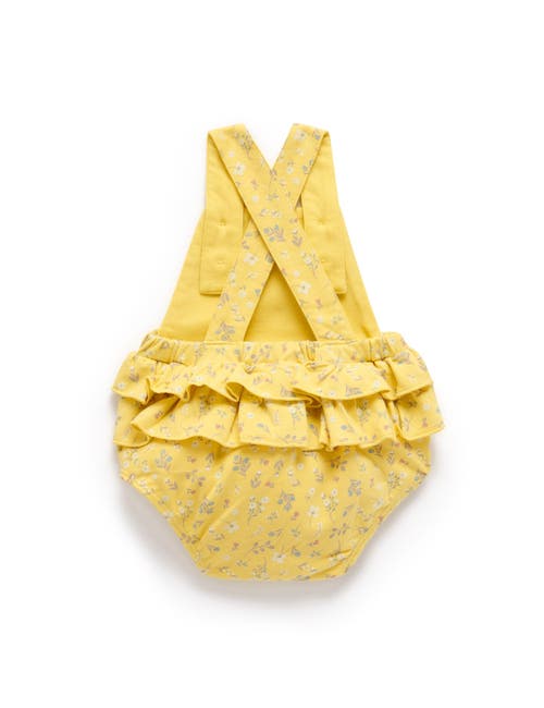 Purebaby Sunshine Ruffle Romper & Headband In Yellow