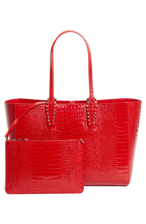 Christian Louboutin Small Cabata Soft Croc Embossed Patent Leather Tote