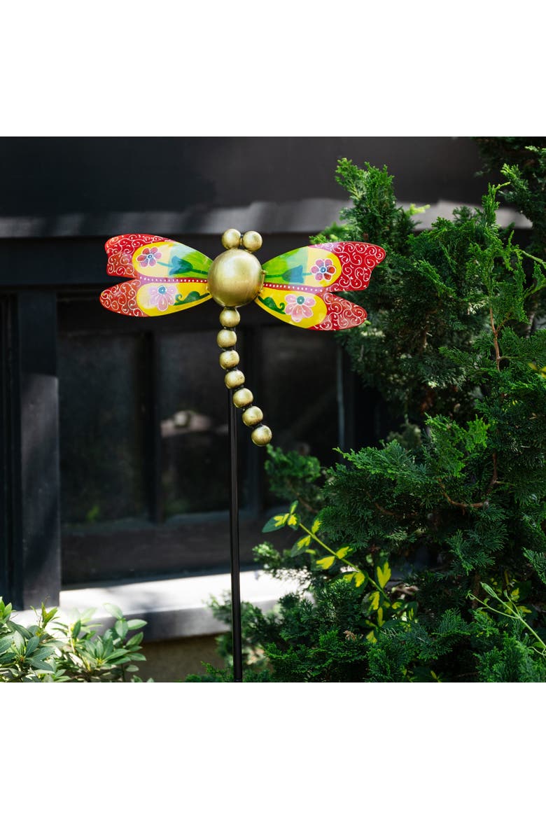 Vikaas Hand Painted Dragonfly Garden Stake, Alternate, color, Multi