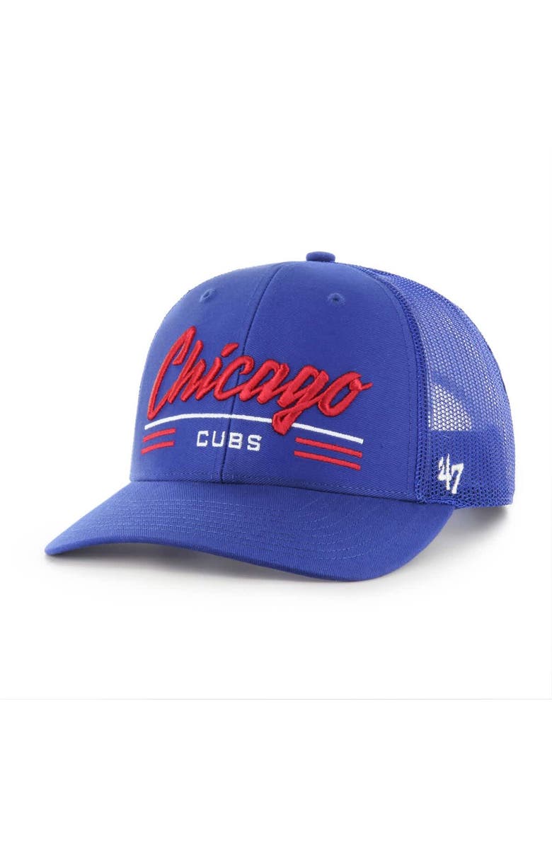 '47 Men's '47 Royal Chicago Cubs Garner Trucker Adjustable Hat, Main, color, Royal