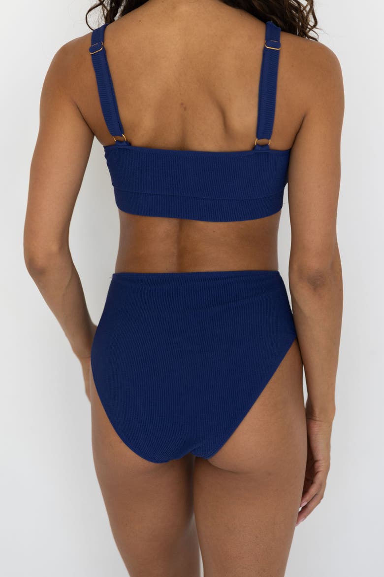 Capri High Waisted Swim Bottoms, Alternate, color, Blue