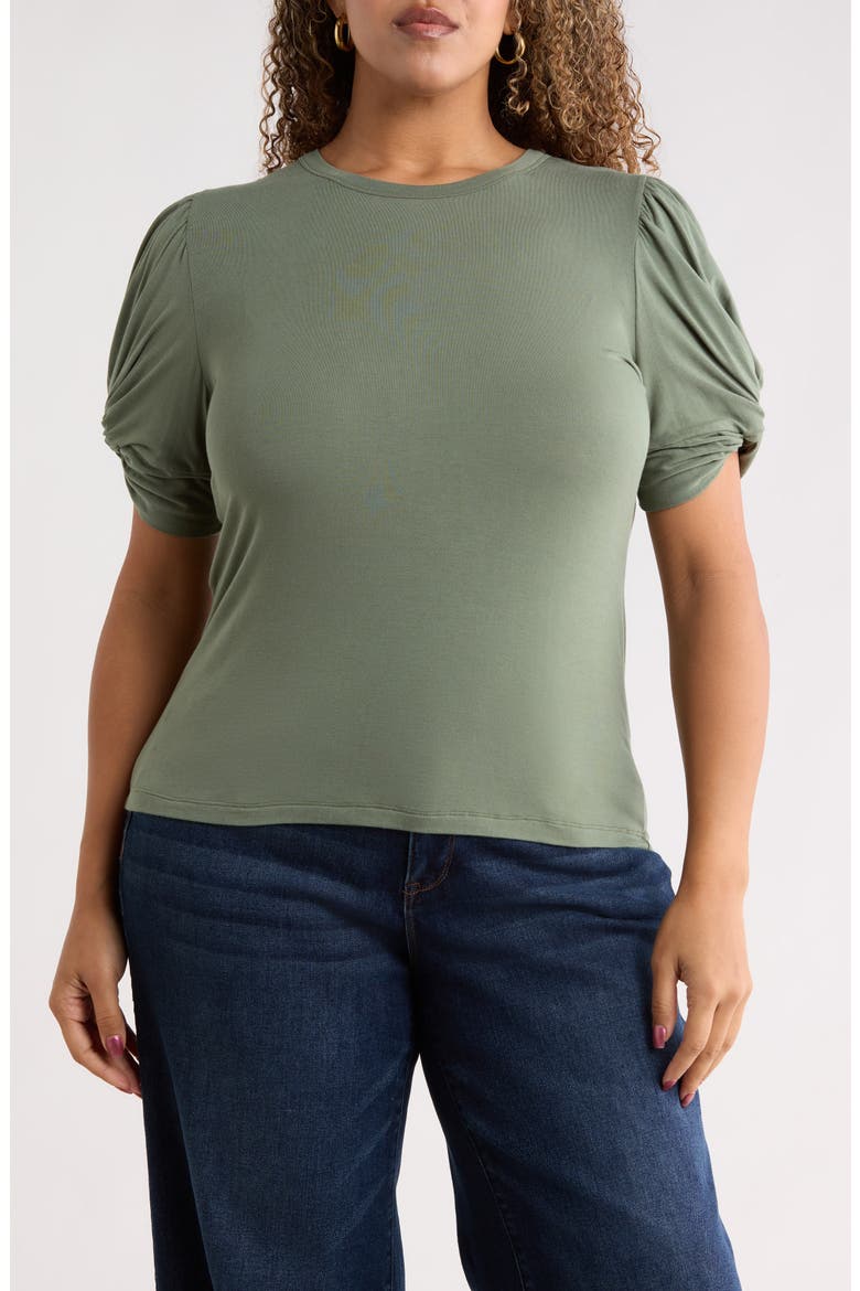 Ruched Sleeve Top, Main, color, SAGE