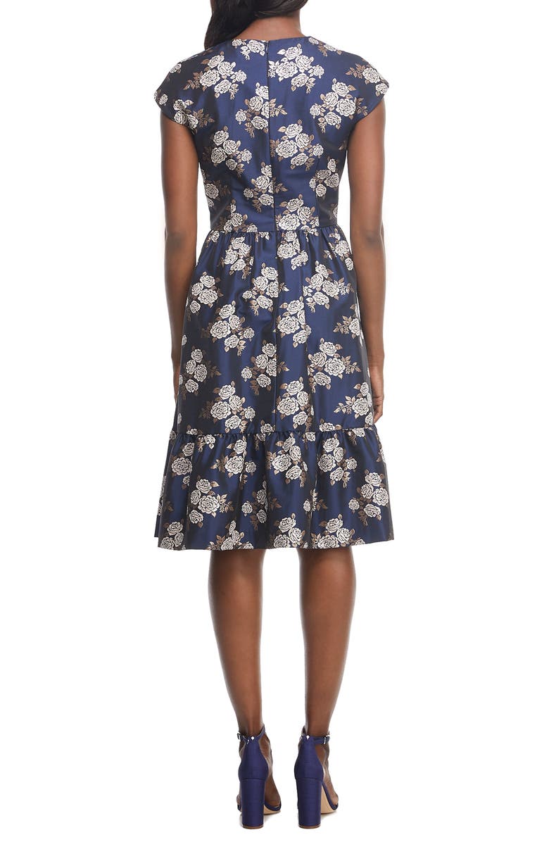 Gal Meets Glam Collection Jenny Wallpaper Rose Jacquard Fit & Flare Dress, Alternate, color,