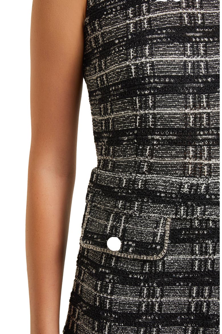 Rhinestone Tweed Straight Leg Jumpsuit, Alternate, color, BLACK/ NEW IVORY