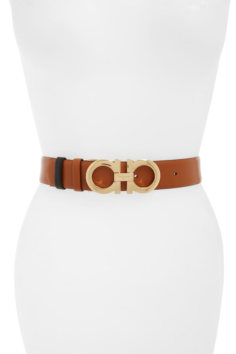 Gancini Reversible Leather Belt, Main, color, SELLA NERO