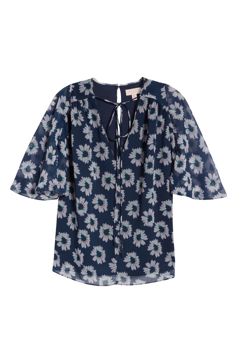 Ted Baker London Harlynn Floral Flutter Sleeve Chiffon Top, Alternate, color,