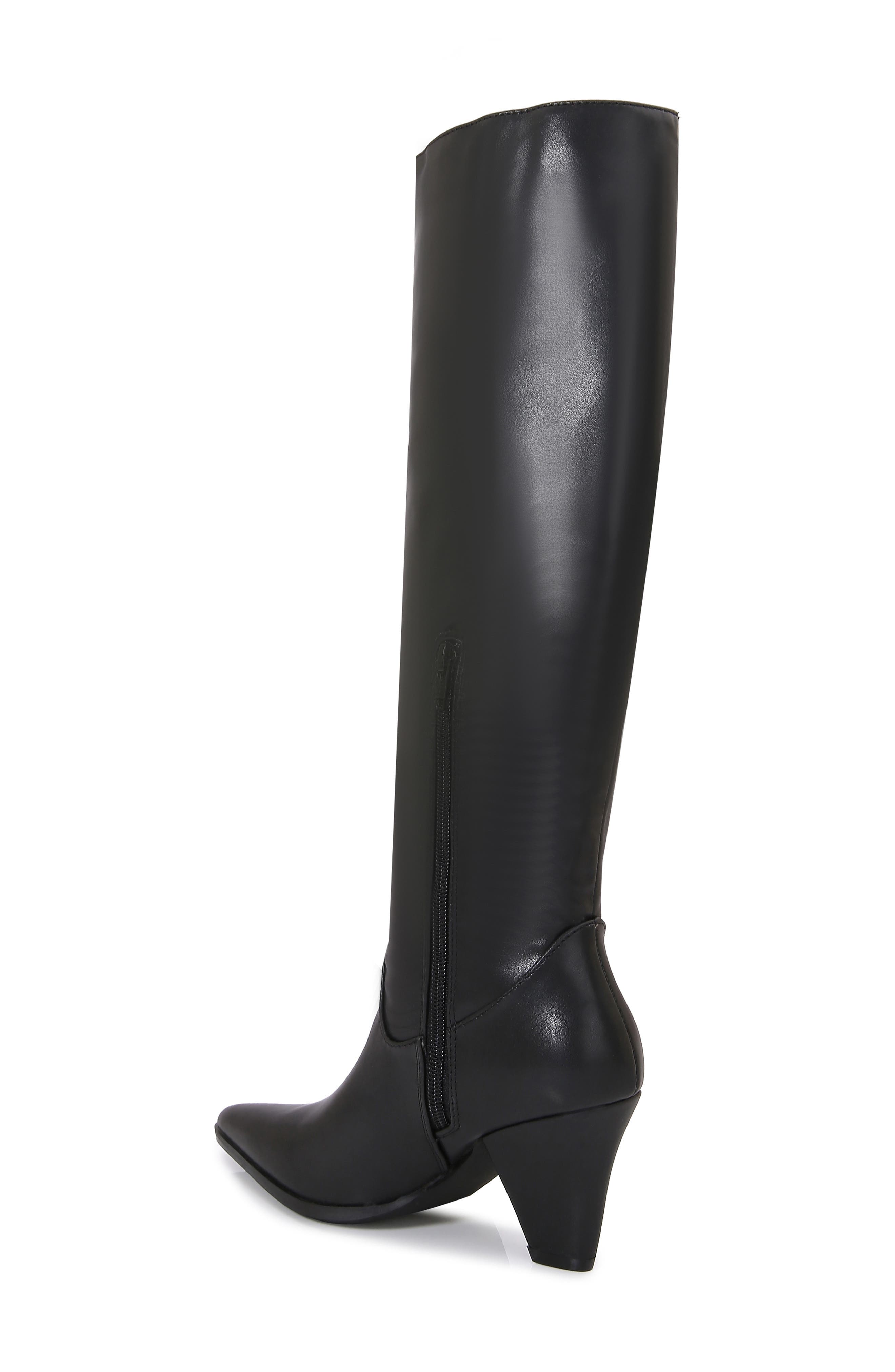 BERNESS Cone Heel Knee High Boot, Alternate, color, Black/ Leather