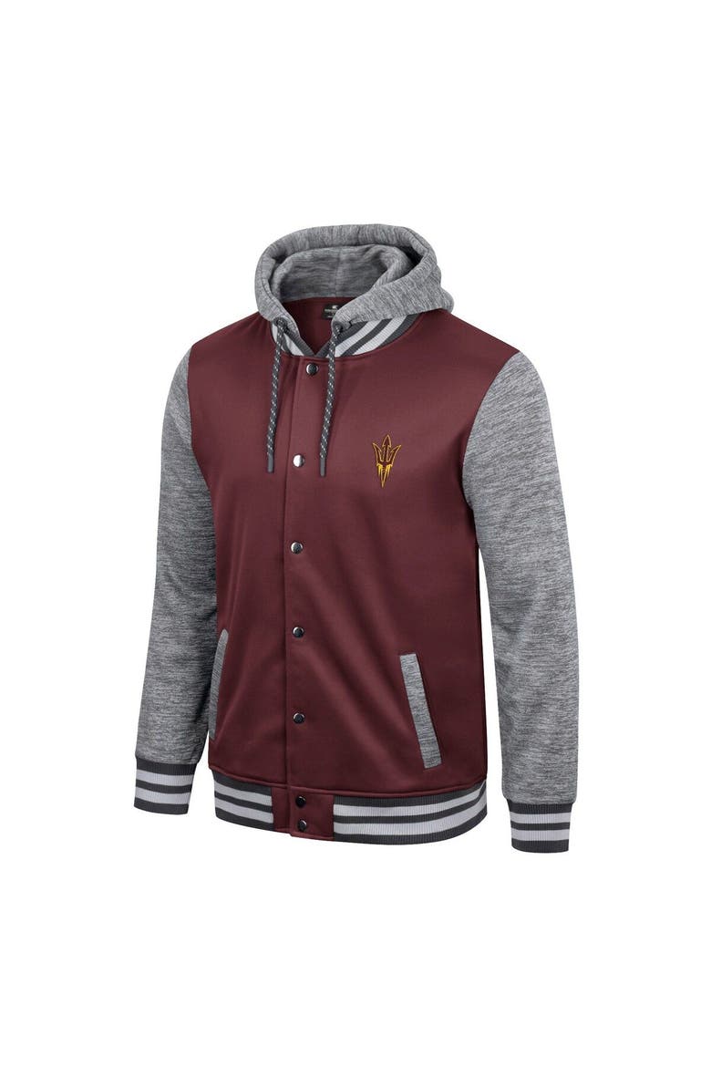 Men's Colosseum Maroon Arizona State Sun Devils Robinson Hoodie Full-Snap Jacket, Alternate, color, Maroon