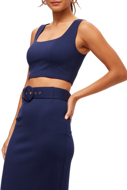 Trina Turk Cropped Ponte Square Neck Grand Slam Top In Ink
