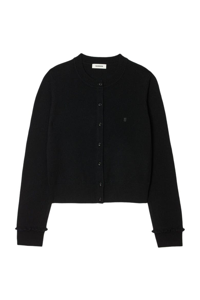 Ruffled cardigan, Alternate, color, Black