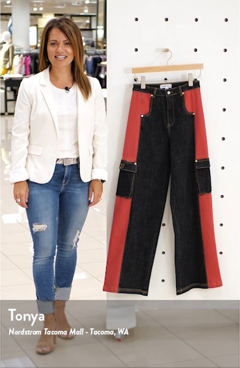 Bessi High Waist Wide Leg Cargo Jeans, sales video thumbnail