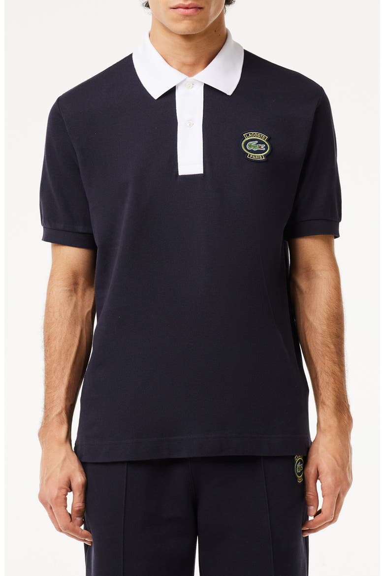 Classic Fit Logo Patch Piqué Polo, Main, color, EL5 ABIMES/ BLANC
