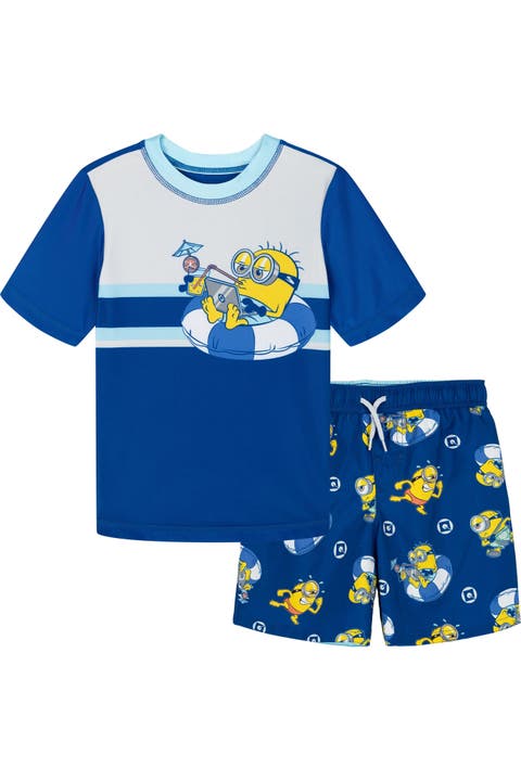 Swimwear 2-Piece Rash Guard and Swim Trunks Set