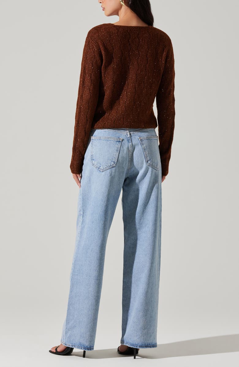 ASTR the Label Metallic Sequin Surplice Cable Stitch Sweater, Alternate, color, 