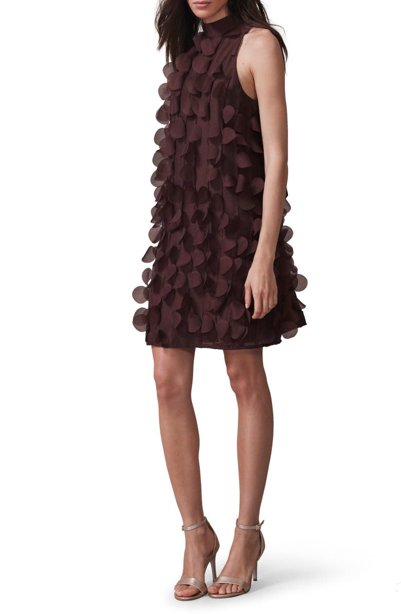 MINT VELVET Applique Mini Shift Dress, Alternate, color, Burgundy