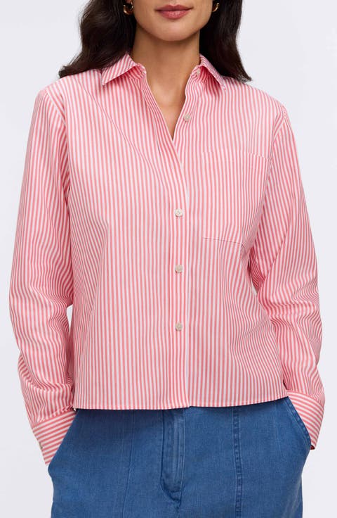 Jodie Stripe Cotton Button-Up Shirt