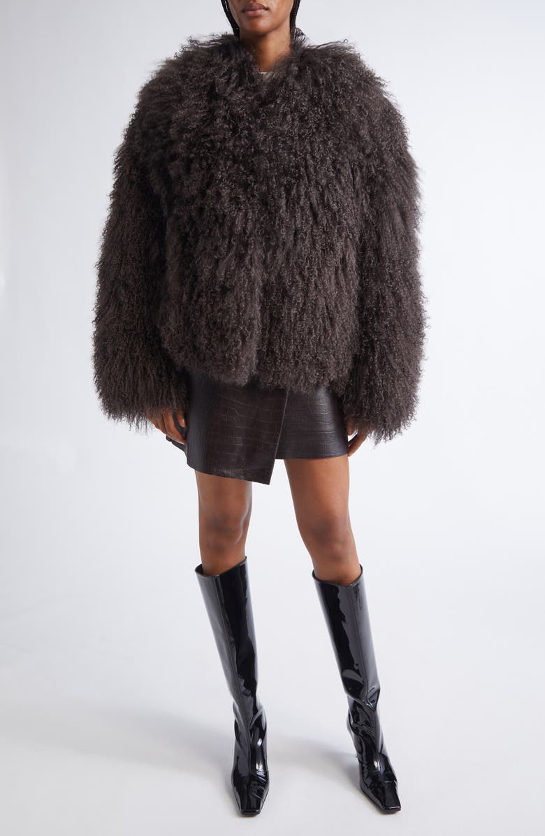 Stand Studio Curly Genuine Shearling Jacket, Alternate, color, Dark Grey