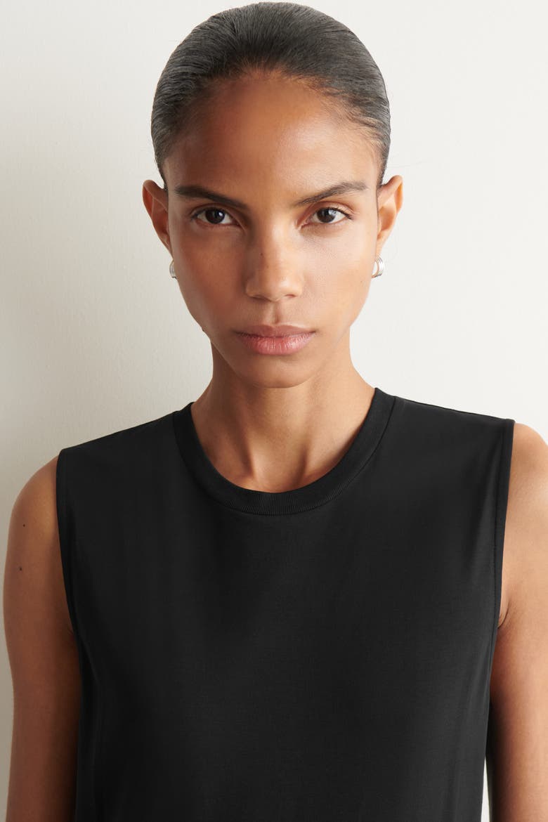 Sculptural Cotton-Jersey Midi Dress, Alternate, color, BLACK