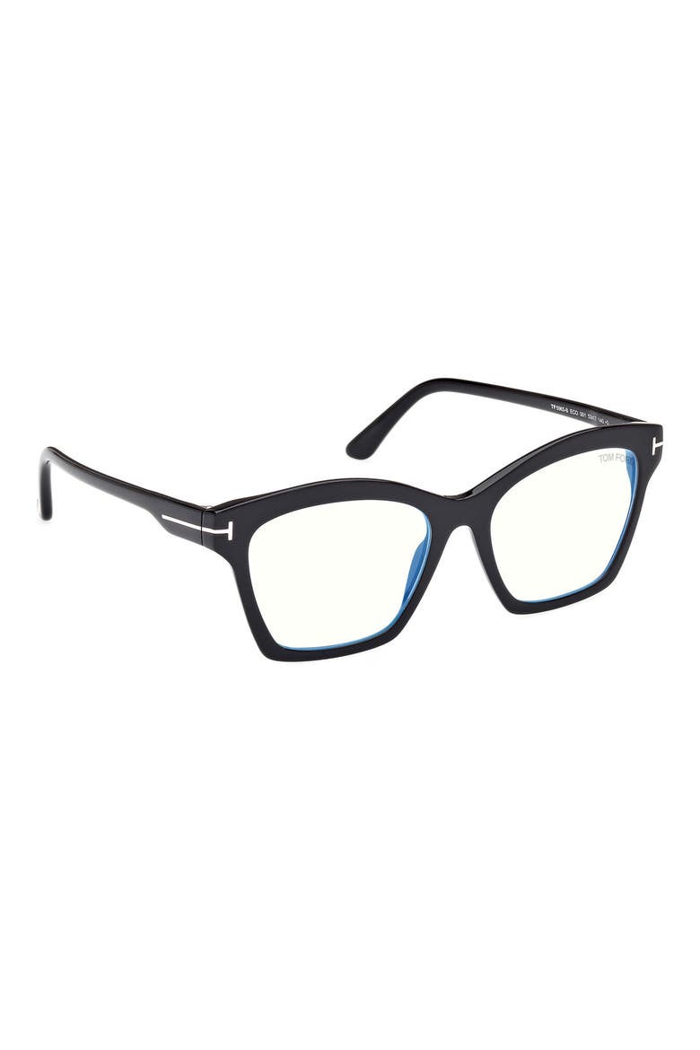 53mm Square Blue Light Blocking Optical Glasses, Alternate, color, BLACK ECO / T LOGO