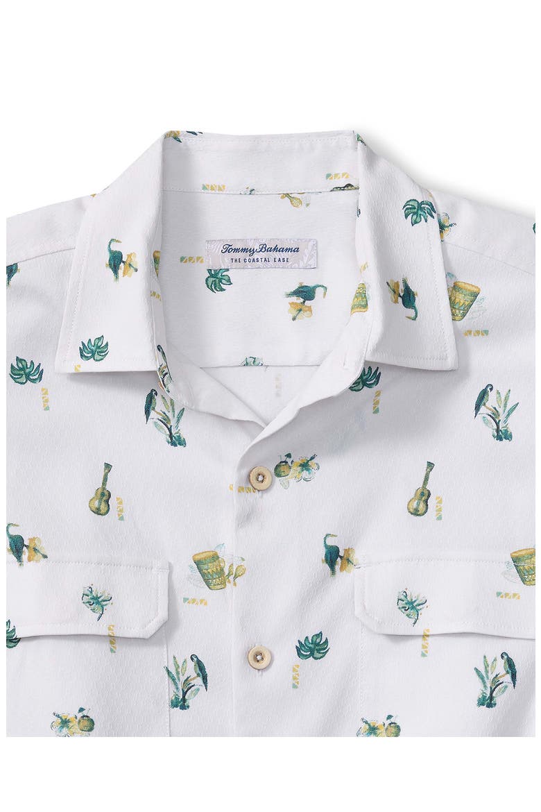 Coastal Ease Petite Tropics IslandZone® Short Sleeve Button-Up Shirt, Alternate, color, WHITE