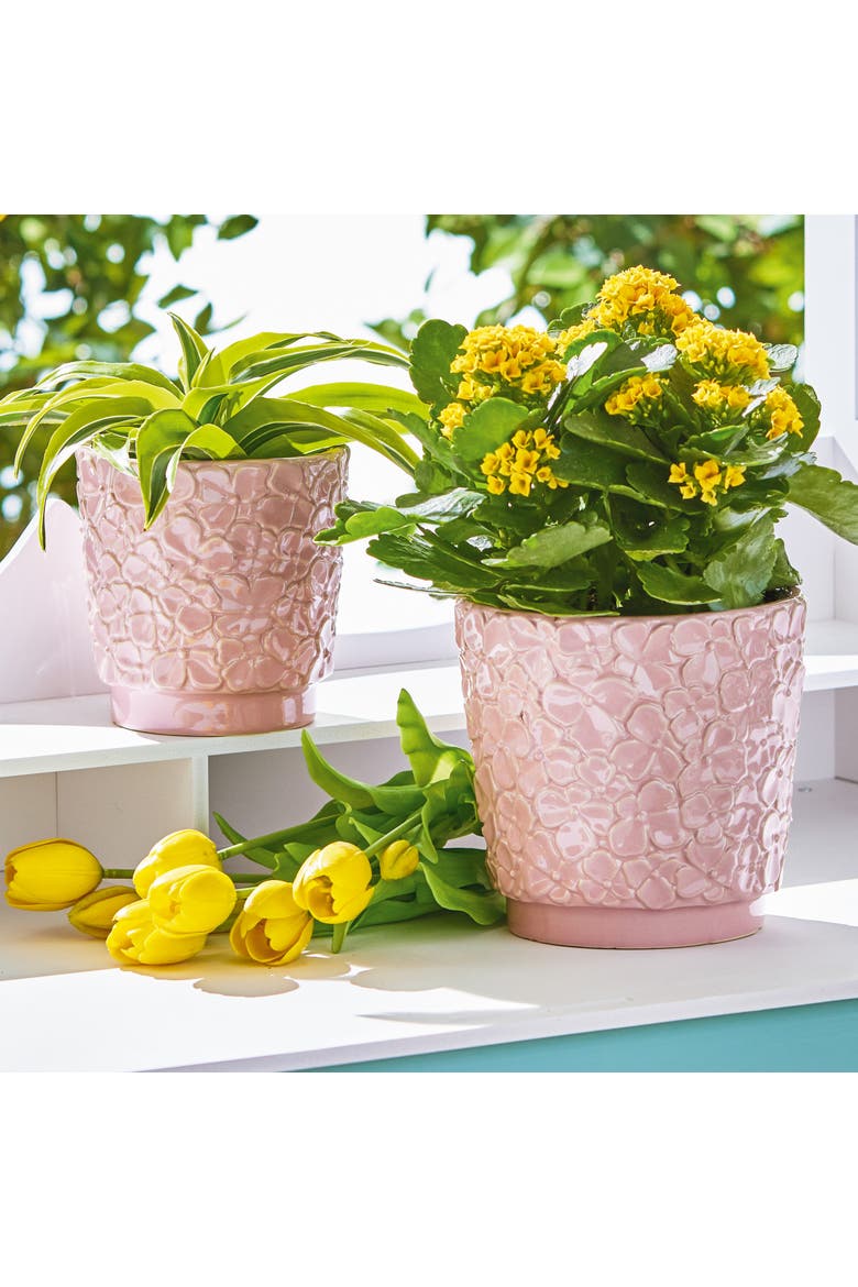 Blossom Planter Large Pink Pink Stoneware Spring, Alternate, color, Pink