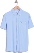 Vintage Summer Short Sleeve 4-Way Stretch Seersucker Button-Down Shirt