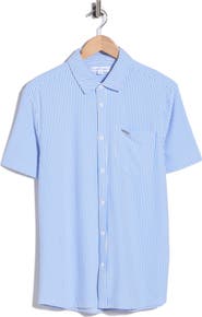 Vintage Summer Short Sleeve 4-Way Stretch Seersucker Button-Down Shirt