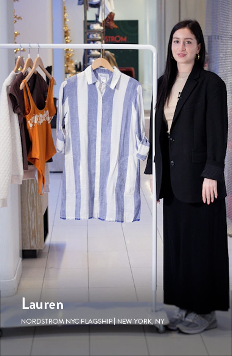 Rugby Beach Stripe Cover-Up Tunic Shirt, sales video thumbnail