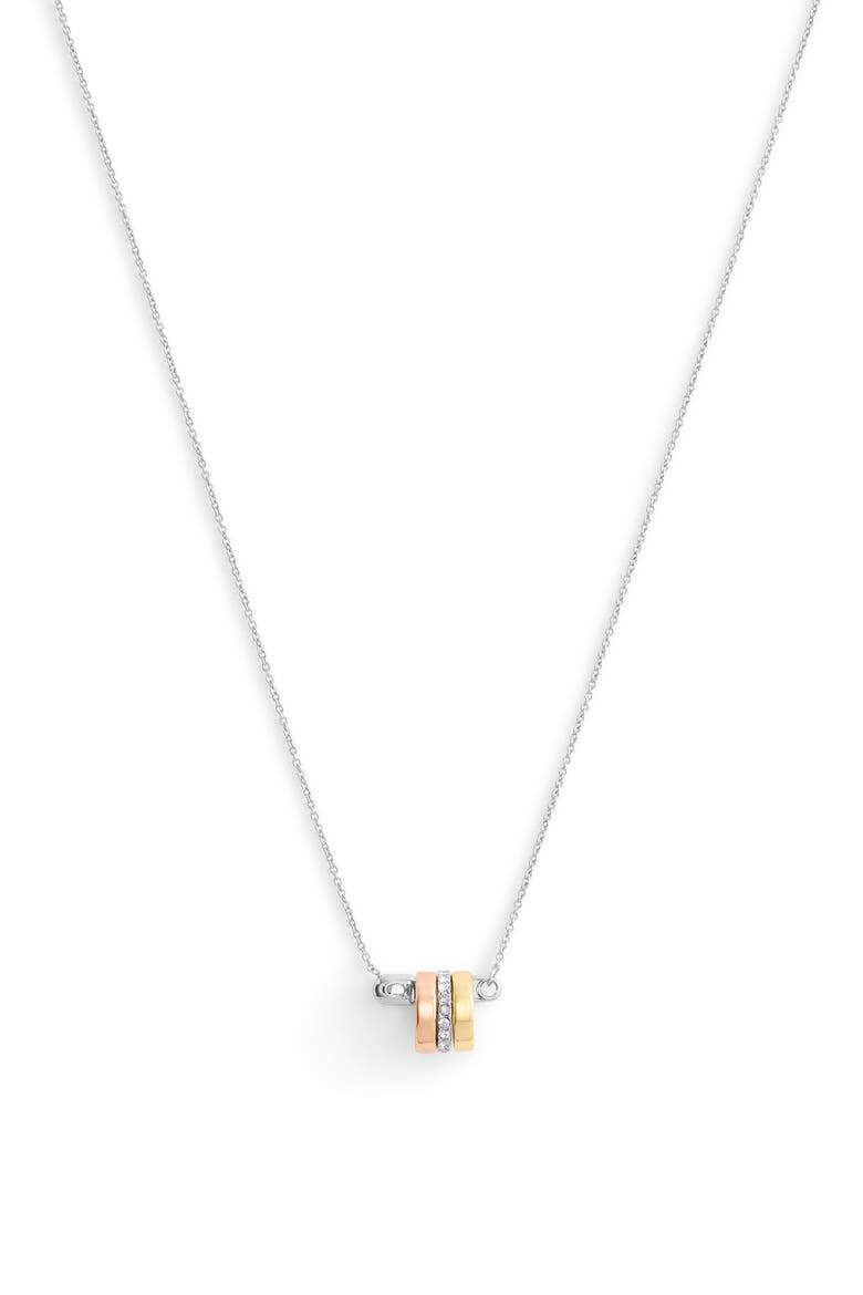 Safety Pin Rondelle Pendant Necklace, Main, color, TRITONE